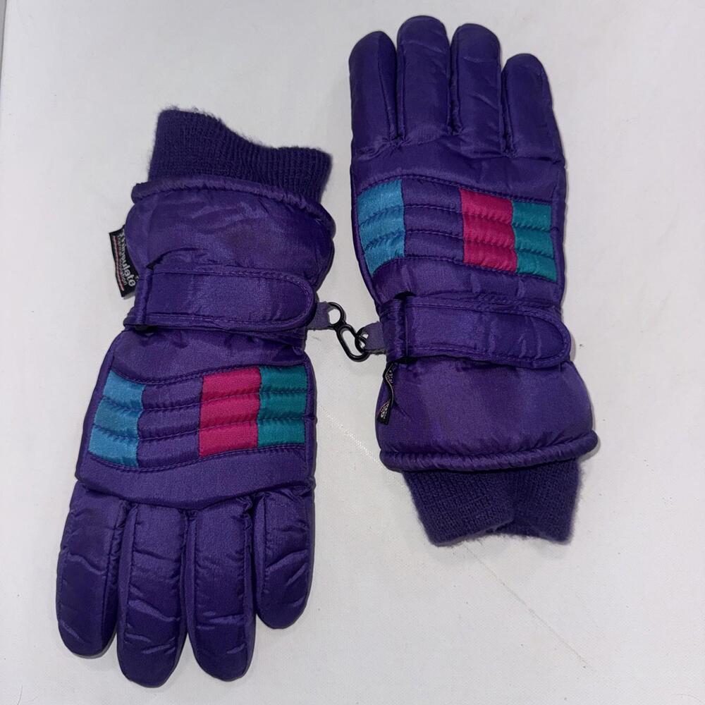 Vintage 3M‎ Thinsulate Winter Ski Snowboard Pink Purple Gloves Kids Youth 7-14Y